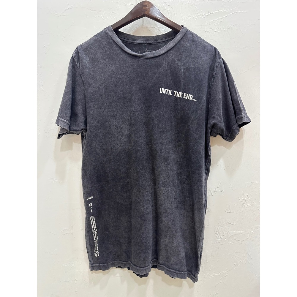 Tim Tebow Foundation Mens T-Shirt M Gray Mineral Wash John 13:1 Graphic Tee